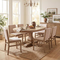 Christopher Knight Home Dean Rubber Wood Dining Chairs Set of 6, Modern Upholstered Dining Chairs, Armless Kitchen Chairs, Dining Room Living Room Accent Chair for Extra Seat, Light Natural+Beige