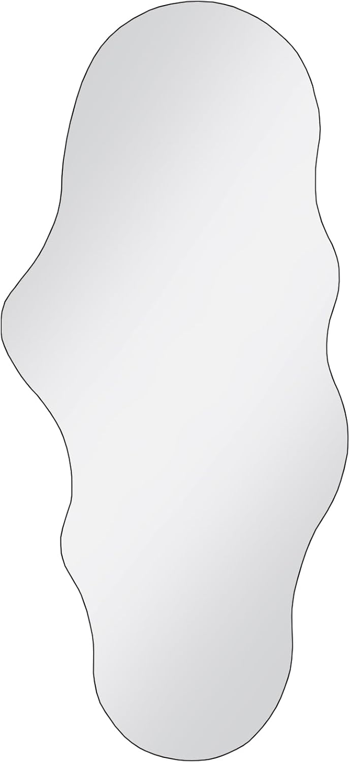 BST FURNH Unique Full Length Wall Mounted Mirror Tall Mirror Full Body Floor Length Mirror Dressing Body Frameless Mirror for Bedroom Bathroom Living Room,Irregular Shape Mirror,White Cloud 47x23''