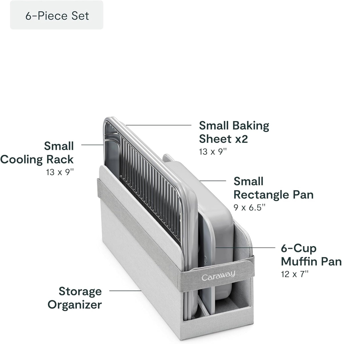Caraway Mini Bakeware Set – Naturally Non-Stick, Non-Toxic Ceramic Coating – Compact Baking Pans Set for Small Kitchens & Ovens – Includes Baking Sheets, Muffin Pan, Cooling Rack & Storage - Gray