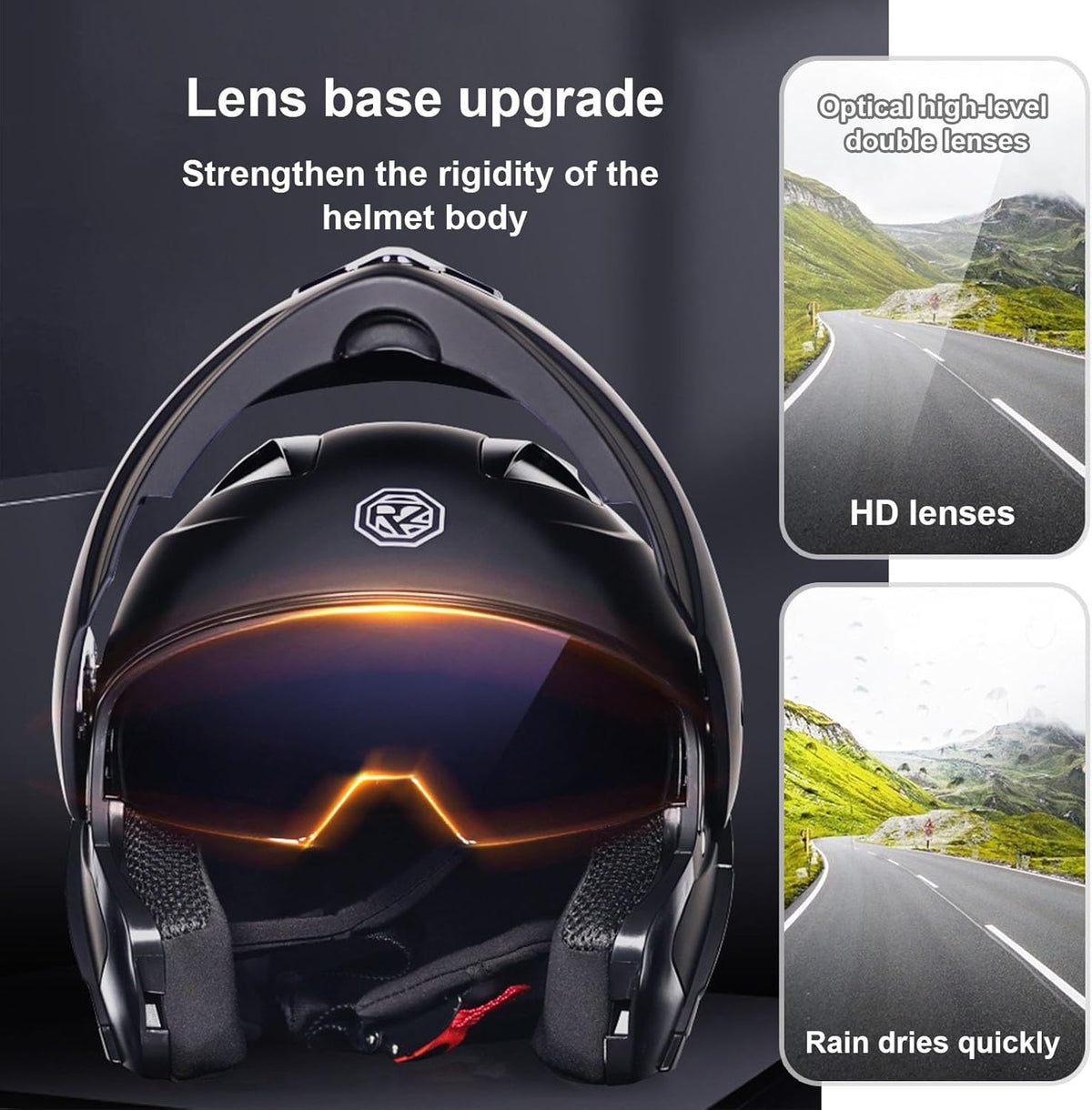 Motorcycle Bluetooth Modular Helmet DOT Approved Dual Visor Full Face Flip up Integrated Motorcycle Helmets Double Visor Helmet Built-in Dual Speaker Microphone Waterproof Adults Men Women M-XXL