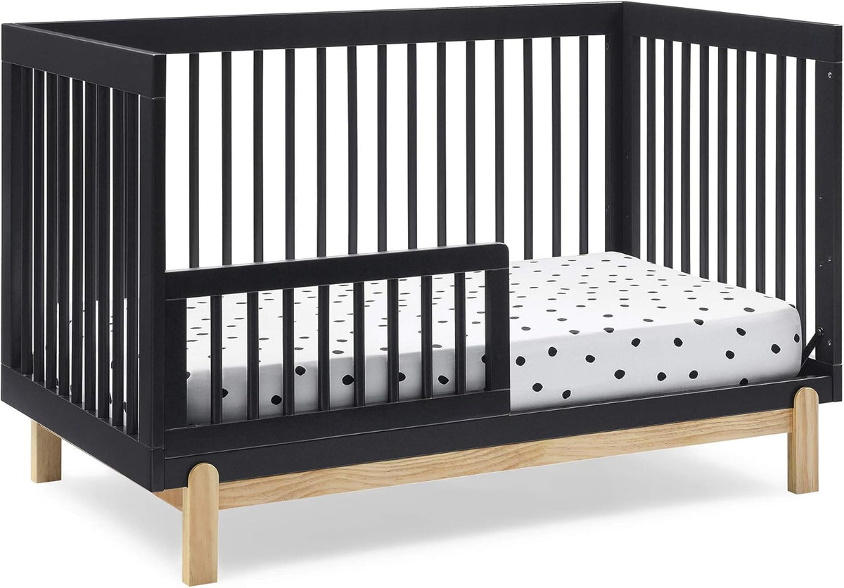 Delta Children Poppy 4-in-1 Convertible Crib, Greenguard Gold Certified, Midnight Grey/Natural
