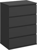 Modern Chest of Drawers, 4/5/6 Drawer Dresser Without Handles Floor Storage Drawer Cabinet Vertical Dresser Storage Organizer for Home Office (4 Drawers, Black)