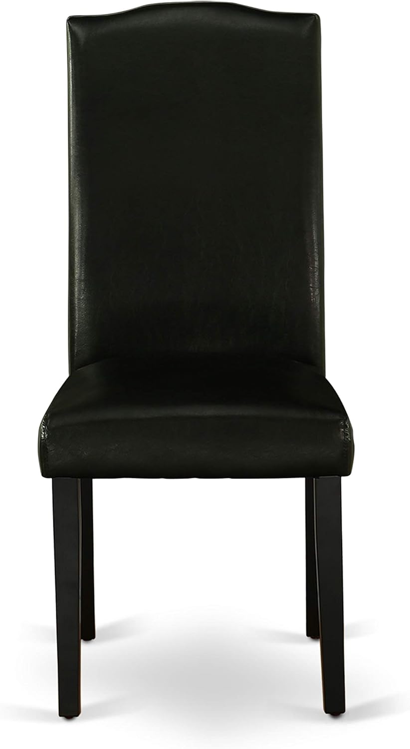 East West Furniture DUEN7-BLK-69 7 Piece Dining Table Set Consist of a Rectangle Kitchen Table and 6 Black Faux Leather Parson Dining Chairs, 36x60 Inch, Black