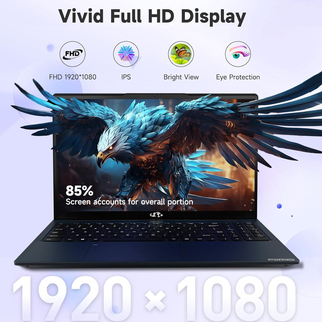 NIMO 15.6" FHD IPS Laptop, Core i3-1215U(Beats i5-1135G7, Matches i7-1165G7), 8GB RAM 256GB SSD, Backlit Keyboard, Fingerprint Reader, WiFi 6, Thin & Lightweight Laptop for Students, Home & Business