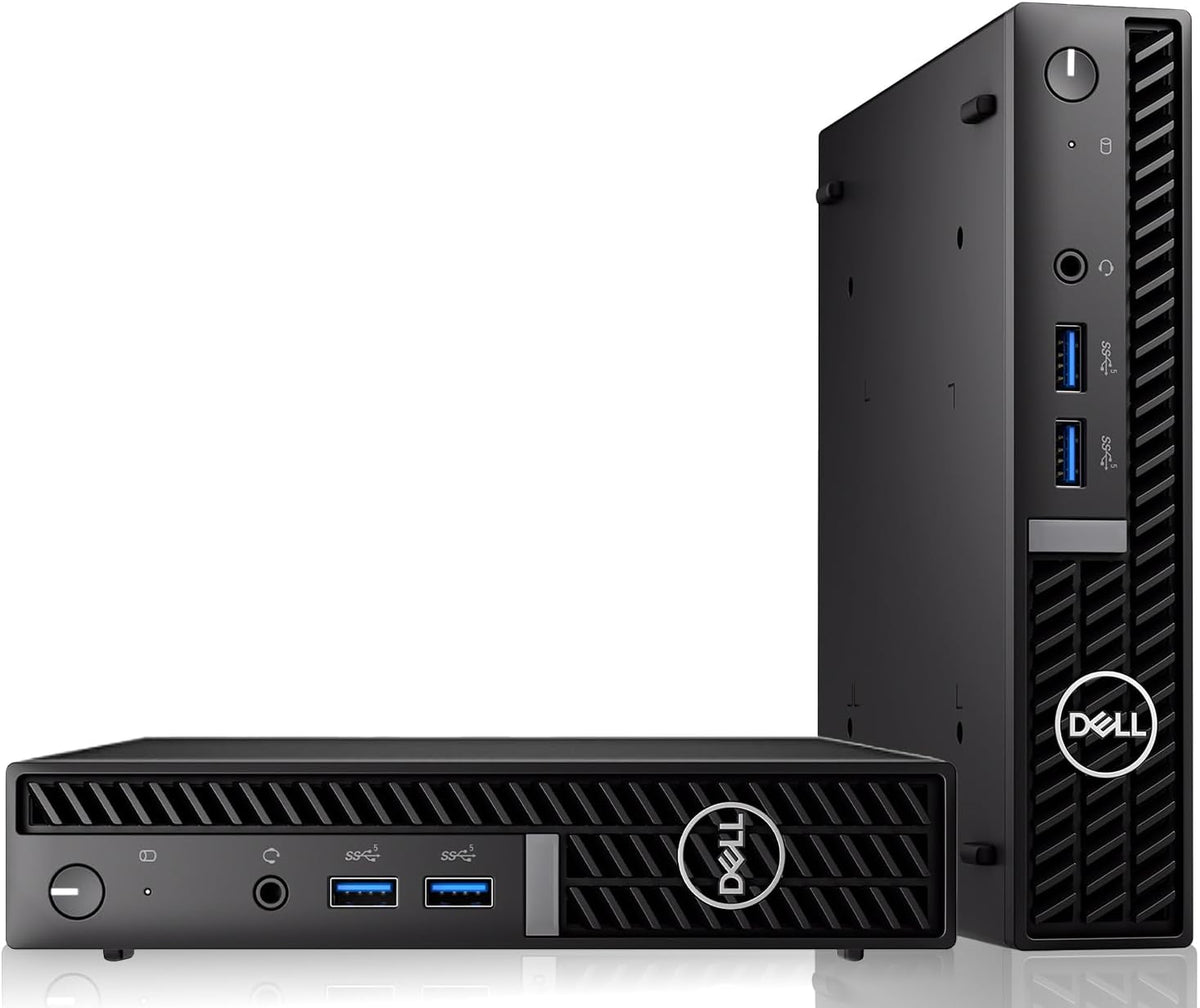 Dell Optiplex Tiny Mini Desktop PC, Intel Core i5, 16GB RAM, 1TB SSD with Dual 24 inch Curved Monitor, AI Enabled RGB Keyboard Mouse, RGB Soundbar and Webcam Windows 11 Pro (Renewed)