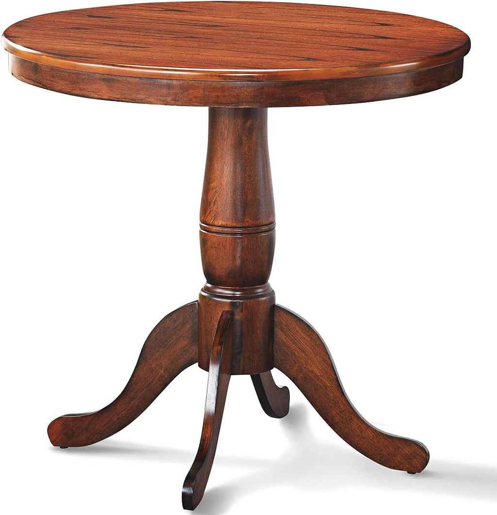 Giantex Round Dining Table for 2-4 People, 32" D X 30" H Wooden Kitchen Table with Spacious Table Top, Pedestal Base, Leisure End Tables for Bar, Kitchen, Dining Room, Restaurant, Walnut