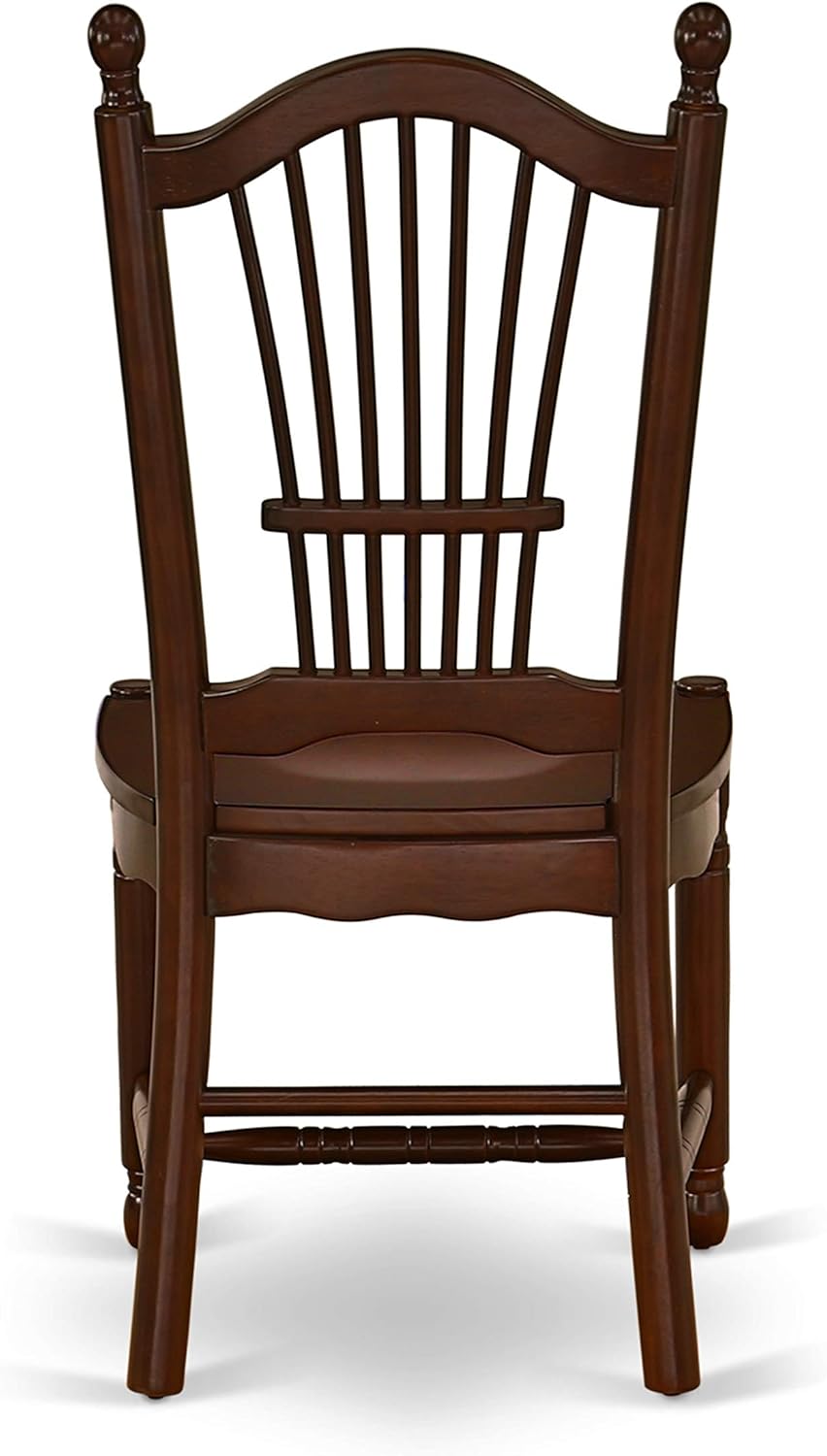 East West Furniture DOC-MAH-W Dover Kitchen Dining Chairs - Slat Back Wood Seat Chairs, Set of 2, Mahogany