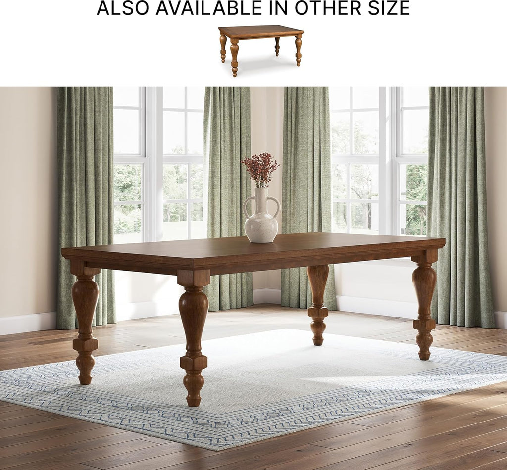 Signature Design by Ashley Chadworth Traditional Dining Table with Turned Leg, Seats Up to 8, Light Brown