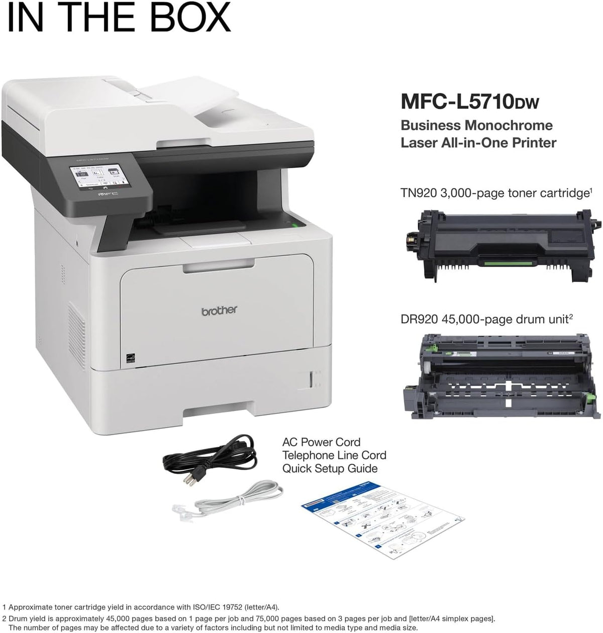 Brother MFC-L5710DW Business Monochrome Laser All-in-One Printer with Wireless Networking and Duplex Print, Scan, and Copy, Works with Alexa
