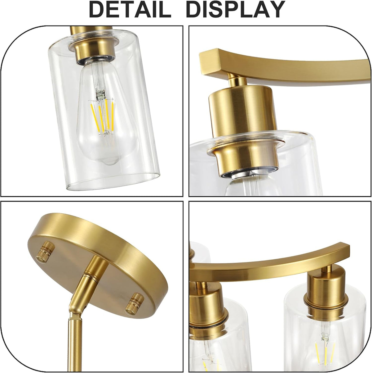 6 Light Gold Dining Room Light Fixture .Modern Farmhouse Kitchen Chandeliers Over Table .Adjustable Height Hanging Pendant Lighting for Kitchen Island  .with Glass Shade