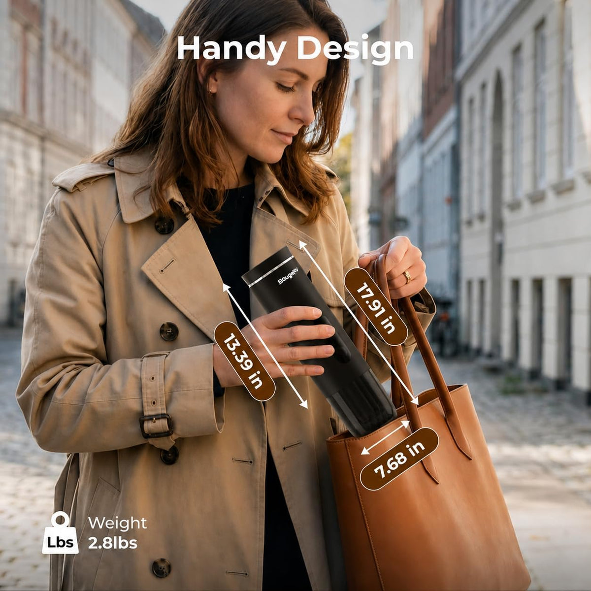 BougeRV Portable Drip Coffee Maker Compatible with K Cup & Ground Coffee, Electric Car Coffee Machine Self-Heating LCD Display USB-C for Travel, Bussiness Trips, Hotel, Camping, Office, Outdoors