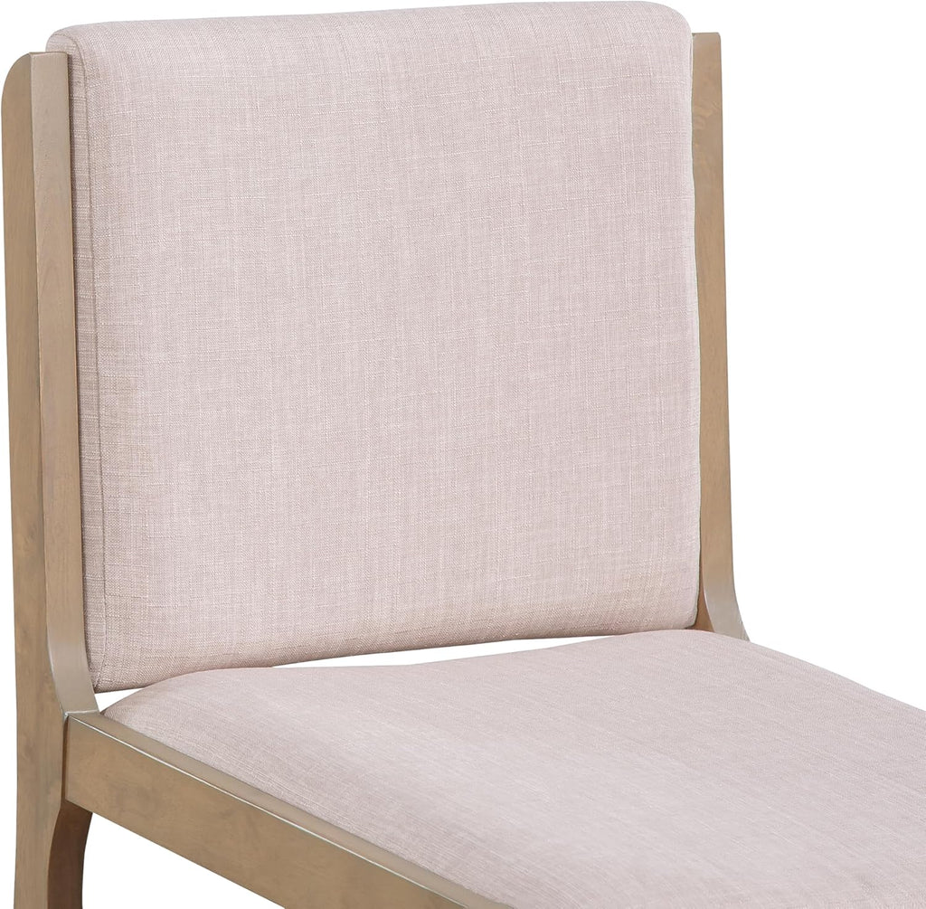 Christopher Knight Home Dean Rubber Wood Dining Chairs Set of 6, Modern Upholstered Dining Chairs, Armless Kitchen Chairs, Dining Room Living Room Accent Chair for Extra Seat, Light Natural+Beige
