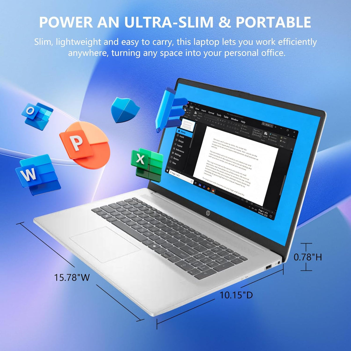 HP 17 Laptop, 17.3" FHD Display, 8GB DDR5 RAM, 512GB SSD, AMD Ryzen 5 Processor(Beats i7-1165G7, Up to 4.3GHz), Lifetime MS Office + Windows 11 Pro, Alpacatec Accessories, Silver, Video Editing Laptop