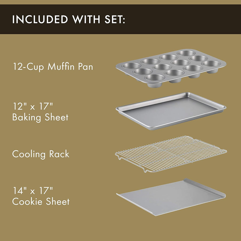 Calphalon 10-Piece Nonstick Bakeware Set Includes Baking Sheet Cookie Sheet Cake Pans Muffin Pan and More Dishwasher Safe Silver