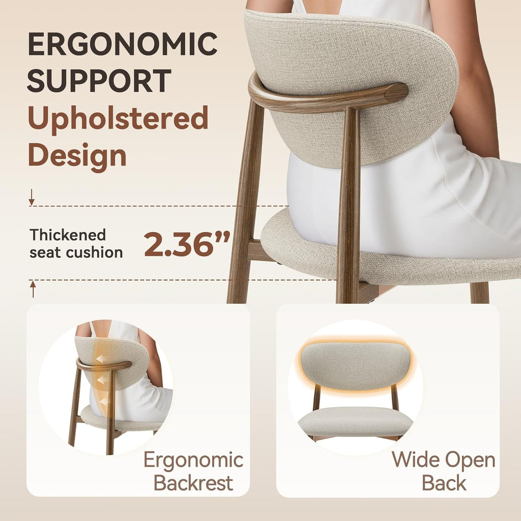 MALOL Dining Chairs Set of 4, Curved Back Kitchen Room Chairs with Metal Legs and Anti Slip Pads, Upholstered Dining Chair for Home and Restaurant, Beige