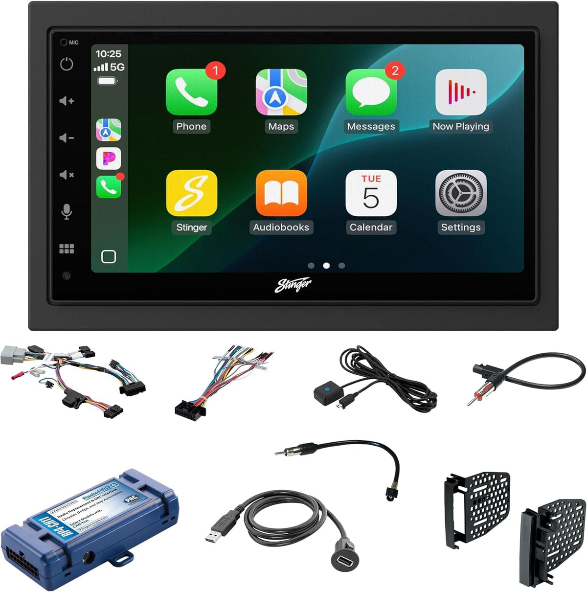 Stinger Jeep Wrangler JK (2007-18) 6.8” HD Touchscreen Double DIN Car Radio Head Unit, Wireless Apple CarPlay & Android Auto, Bluetooth, USB Charging, Camera Inputs, SWC, Plug & Play Stereo Dash Kit