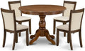 East West Furniture HBMZ5-AWA-32 5 Piece Dining Room Furniture Set Contains a Round Dining Table and 4 Parson Chairs, 42x42 Inch, Antique Walnut