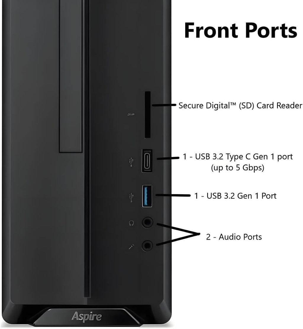 acer Aspire Business Desktop, Intel Processor, 8GB Memory, 256GB PCIe SSD, Ultra-Quiet Design, SD Card Reader, Dual 4K Monitor Support, USB-C, Wired Keyboard and Mouse, Windows 11