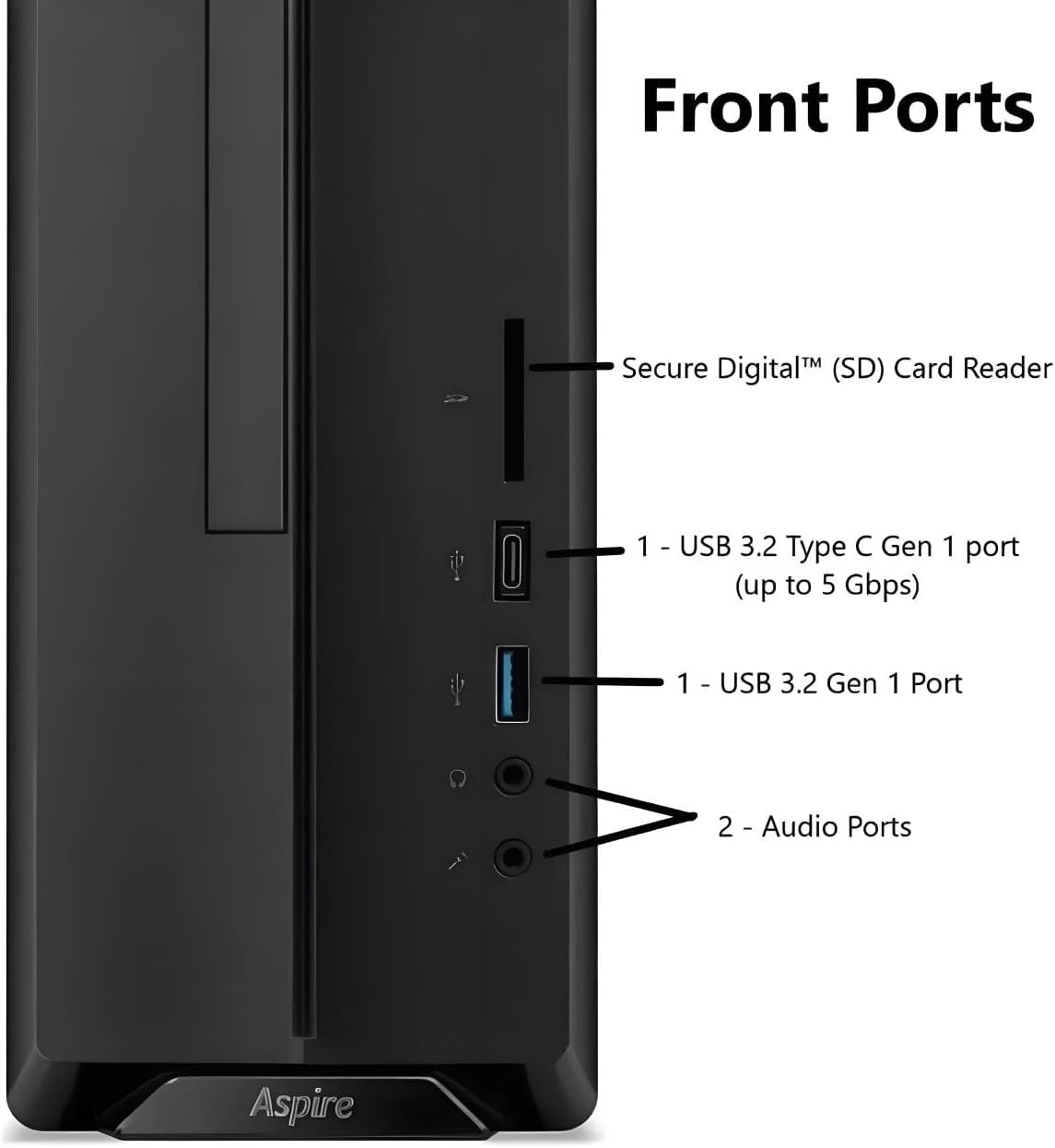 acer Aspire Business Desktop, Intel Processor, 8GB Memory, 256GB PCIe SSD, Ultra-Quiet Design, SD Card Reader, Dual 4K Monitor Support, USB-C, Wired Keyboard and Mouse, Windows 11