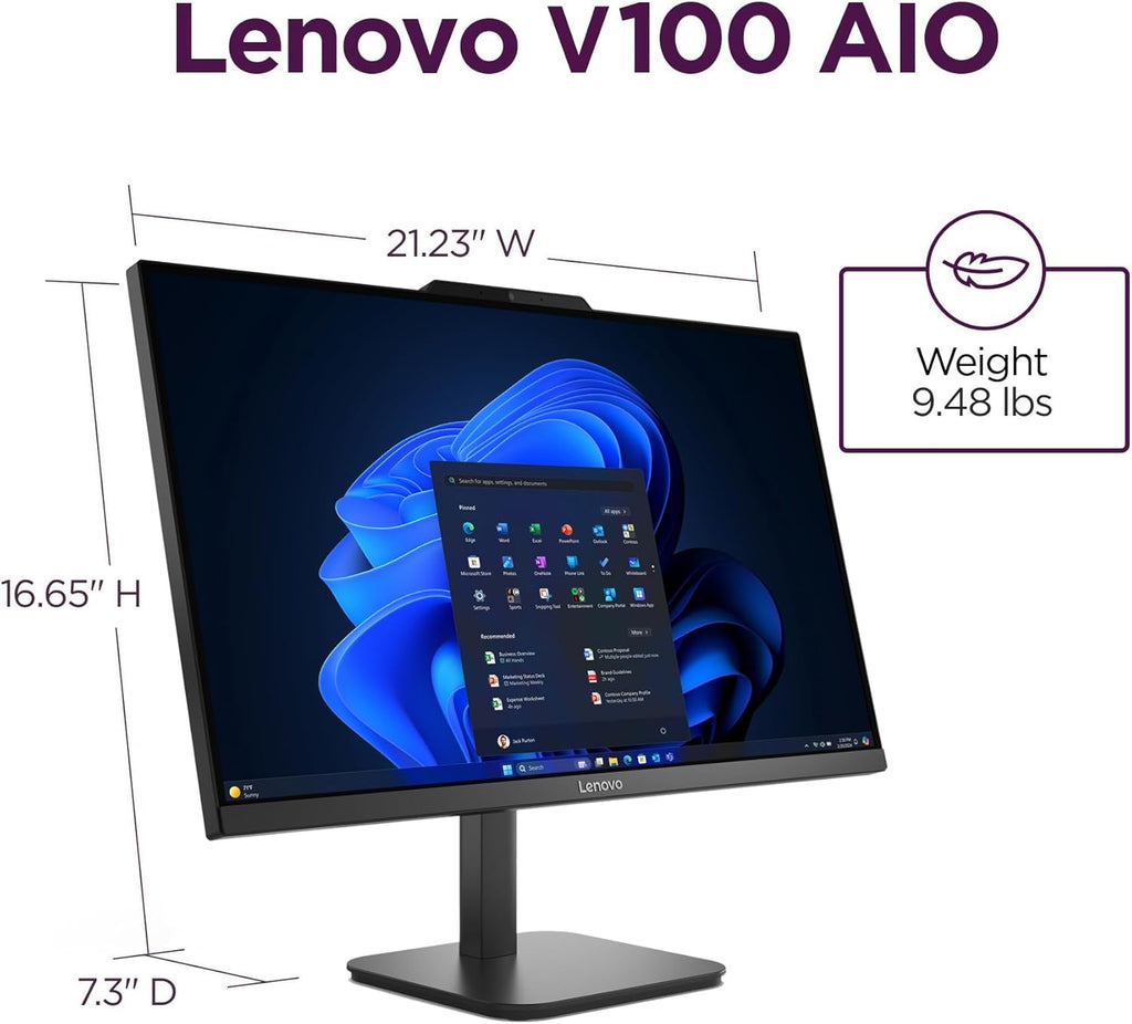 Lenovo IdeaCentre 24 AIO 23.8" FHD IPS Desktop Computer, Intel Processor, 16GB DDR4, 512GB PCIe SSD, WiFi 6, Bluetooth 5.2, Webcam, Office 365, Keyboard & Mouse, Windows 11 Home, Dark Gray