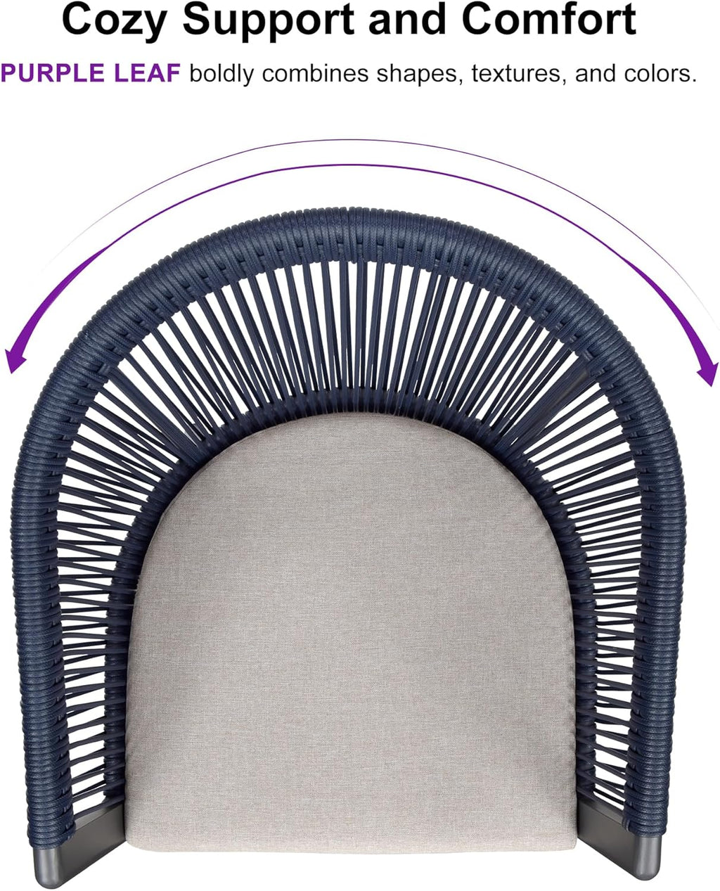 PURPLE LEAF 2 Pieces Outdoor Dining Chairs All-Weather Rattan for Lawn Garden Backyard Deck Patio Dining Chairs with Cushions, Navy Blue and Gray