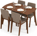 Giantex Dining Table Set for 4, Rectangular Kitchen Table and Chairs Set w/Rubber Wood Frame, Padded Seats & Backrests, Space-saving Dinette Set for Small Space, Apartment, Dining Room, Breakfast Nook