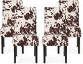 Evelyn Contemporary Velvet Dining Chairs (Set of 4), Cow Print