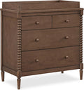 Delta Children Saint 4 Drawer Dresser with Changing Top and Interlocking Drawers, Teak Brown