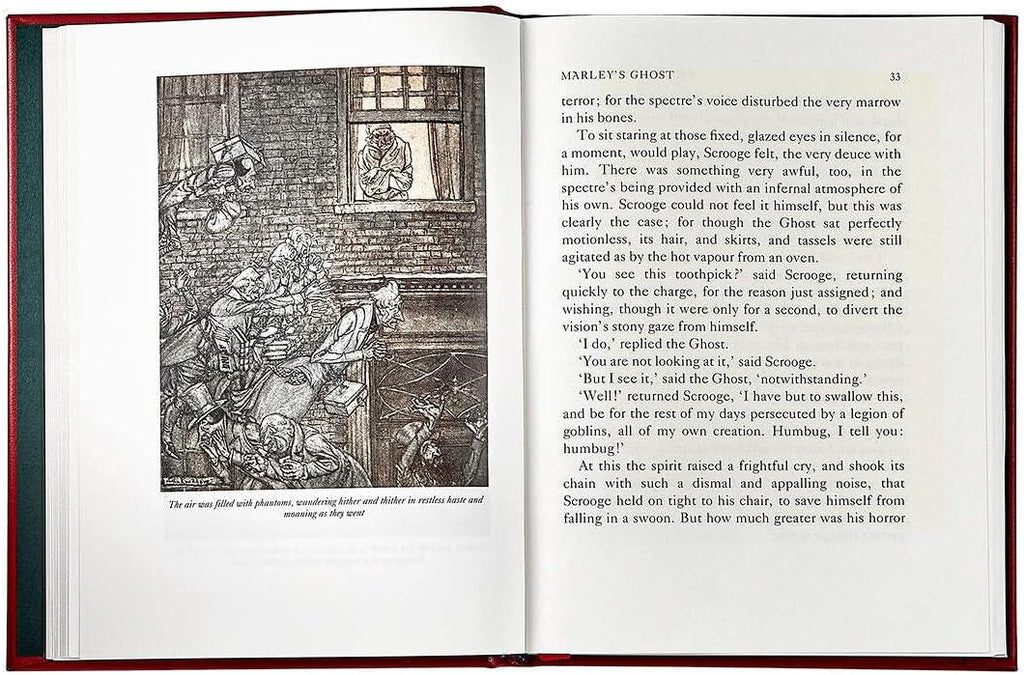 Graphic Image A Christmas Carol - Leather Bound Book Red - Fine Collectible Edition - Made in USA Quality Leather - Made in USA