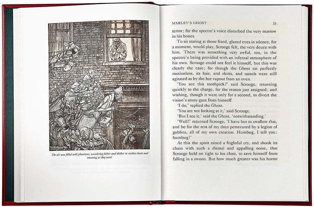 Graphic Image A Christmas Carol - Leather Bound Book Red - Fine Collectible Edition - Made in USA Quality Leather - Made in USA