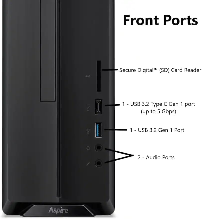 acer Aspire SFF 8L Desktop Computer | Intel Multi-Core CPU | 8GB RAM, 1TB Storage (512GB PCIe SSD & 512GB External) | WiFi 6E | Intel UHD Graphics | 4K Display Support, Wired Keyboard & Mouse