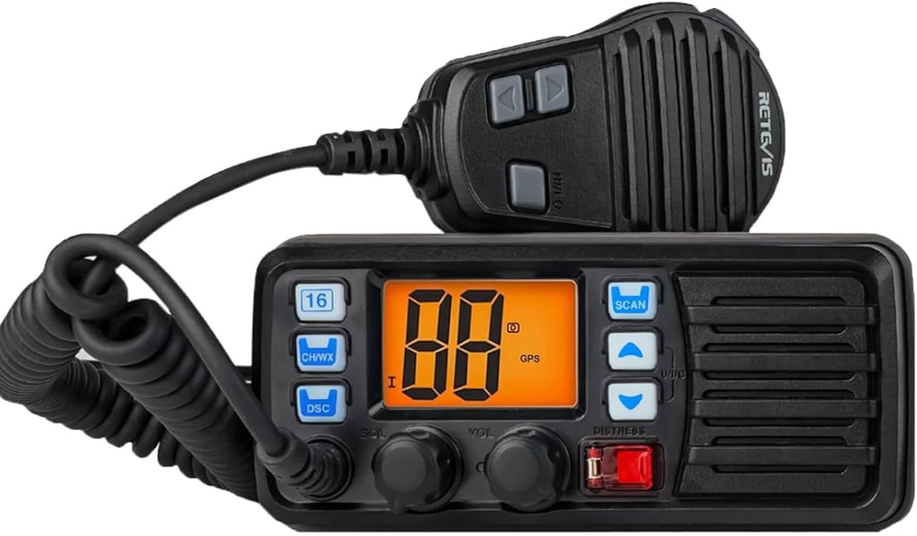 Retevis RM20 Marine VHF Radios Fixed Mount, Marine Band Radio with Built in GPS, DSC, IP67 Waterproof, High Power, NOAA Weather, International Channels, Ship to Shore Radio for Boats(Black)