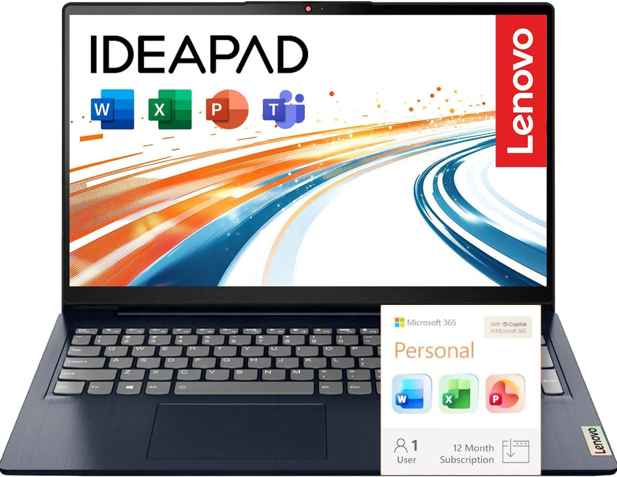 Lenovo IdeaPad Slim 3 15.6" FHD Laptop • Microsoft Office 365 • 2026 Edition • Intel N150 CPU • 8GB DDR5 • 640GB SSD(512GB External) • Windows 11 • Essential Laptop • w/o Mouse