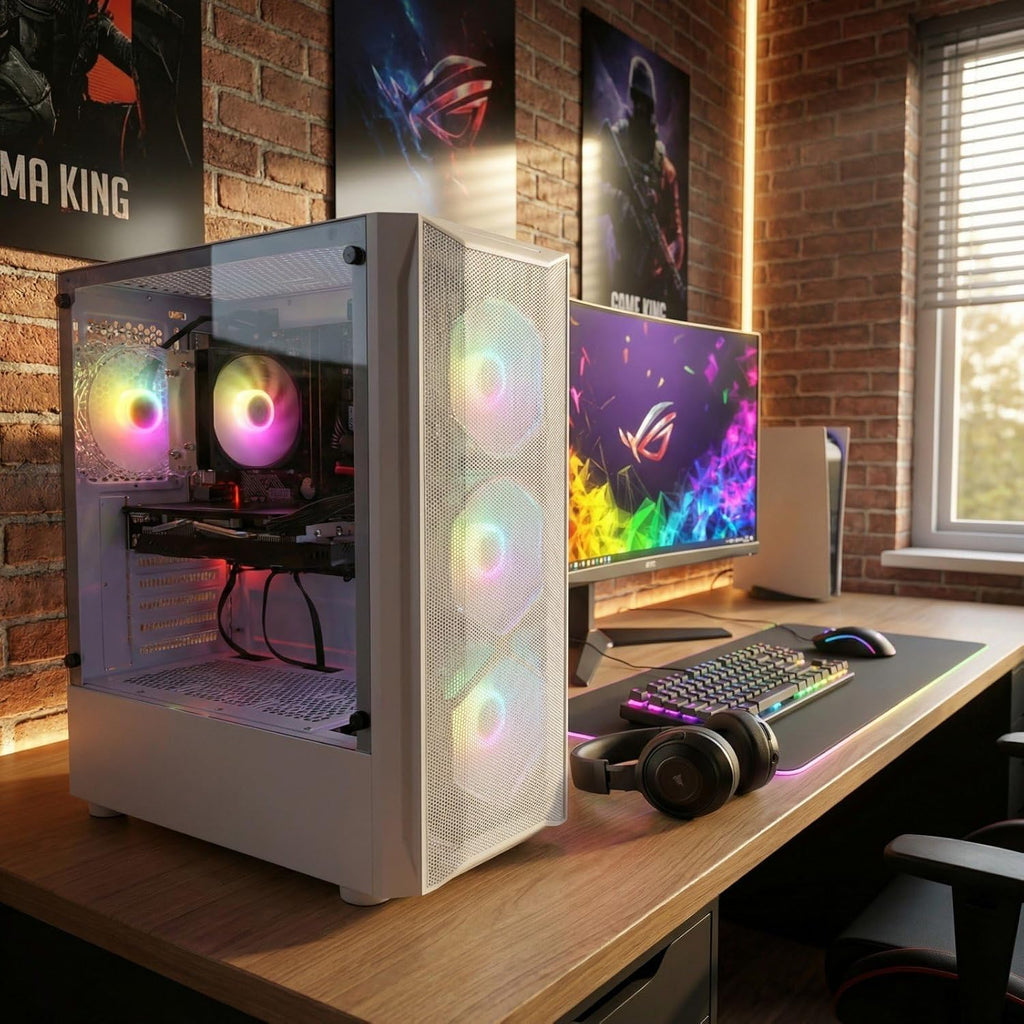 STGAubron Gaming Desktop PC, Intel Core i7 3.4G up to 3.9G, 32G RAM, 1T SSD, Radeon RX 5700 8G GDDR6, WiFi 6, BT 5.0, RGB Fan x 4, Windows 11 Home