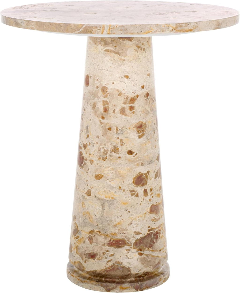 SAFAVIEH Furniture - Valentia Tall Marble Accent Table - Beige - Marble Top - Glam Stone Pedestal Design - Ideal for Living Room, Entryway, Dining Room, 20.5" W x 20.5" D x 23.5" H (SFV9703I)