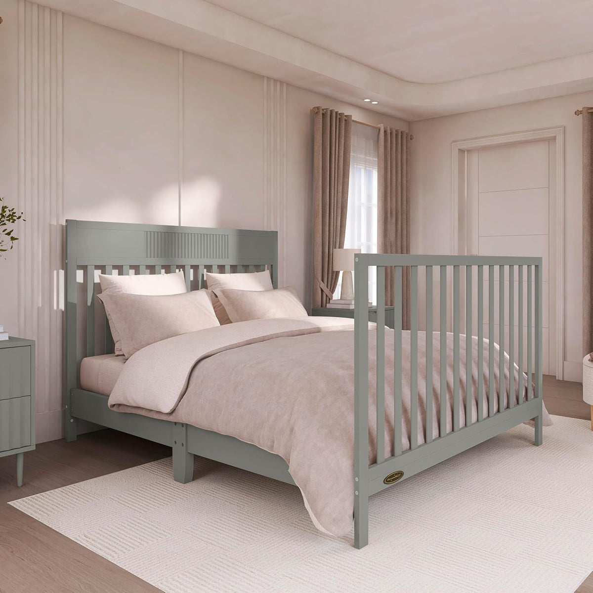Dream On Me Ivy 5-in-1 Convertible Full-Size Baby Crib in Seagrass, GreenGuard Gold & JPMA Certified, 3 Mattress Heights, Converts to Toddler, Day & Full-Size Bed, Safe & Stylish Nursery