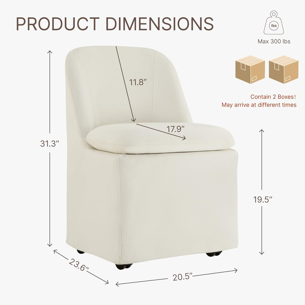 KISLOT Upholstered Dining Chairs Set of 4 with Hidden Casters, Modern Kitchen Chairs with Removable Washable Cover, Padded Dining Room Chairs with Chenille Velvet Fabric & Metal Frame, Beige