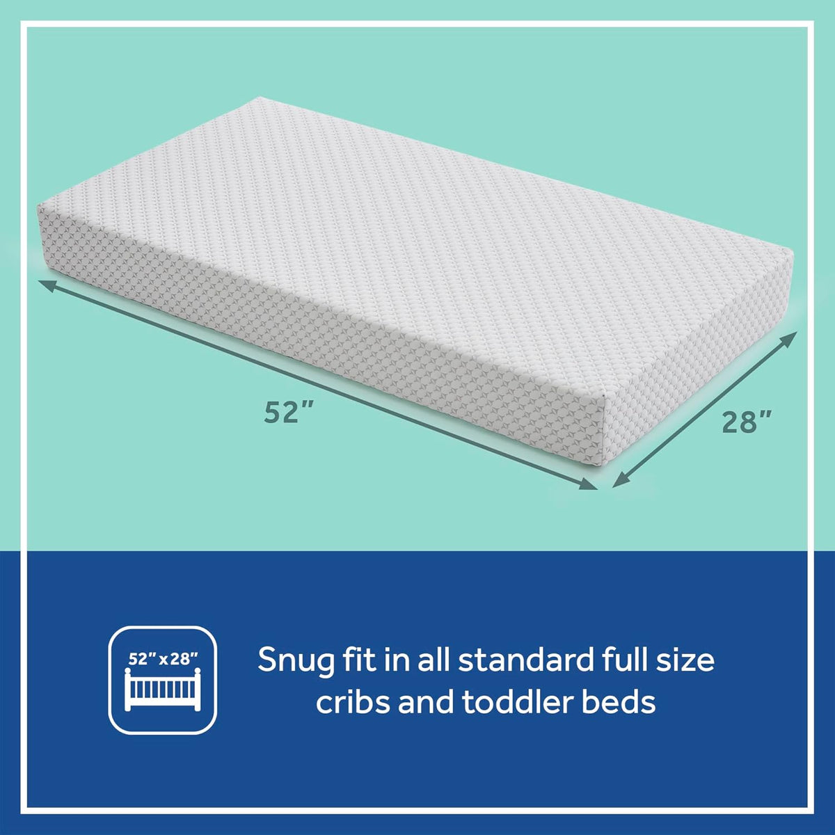 Sealy Baby Refresh Breathable Crib Mattress, GREENGUARD Gold Certified, Made in USA, Removable Knit Cover, 2 Stage, Toddler Bed Fit, Safety & Quality Tested, 52x28