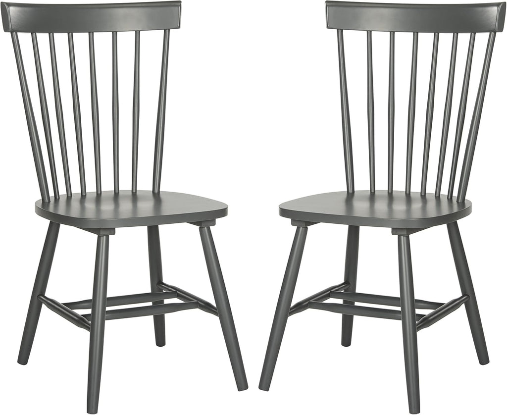 SAFAVIEH Furniture - Parker Spindle Dining Chair Set of 2 - Charcoal Grey - Solid Wood - Classic Windsor Design - Ideal for Dining Room, Kitchen, 17.3" Seat Height (AMH8500G-SET2)