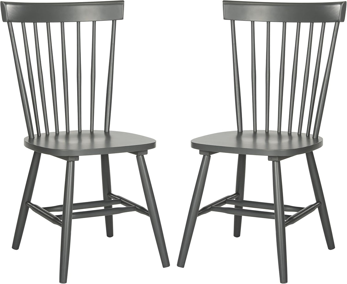 SAFAVIEH Furniture - Parker Spindle Dining Chair Set of 2 - Charcoal Grey - Solid Wood - Classic Windsor Design - Ideal for Dining Room, Kitchen, 17.3" Seat Height (AMH8500G-SET2)