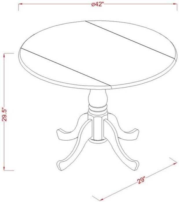 East West Furniture DLNO5-OAK-W 5 Piece Modern Dining Table Set Includes a Round Wooden Table with Dropleaf and 4 Dining Chairs, 42x42 Inch, Oak
