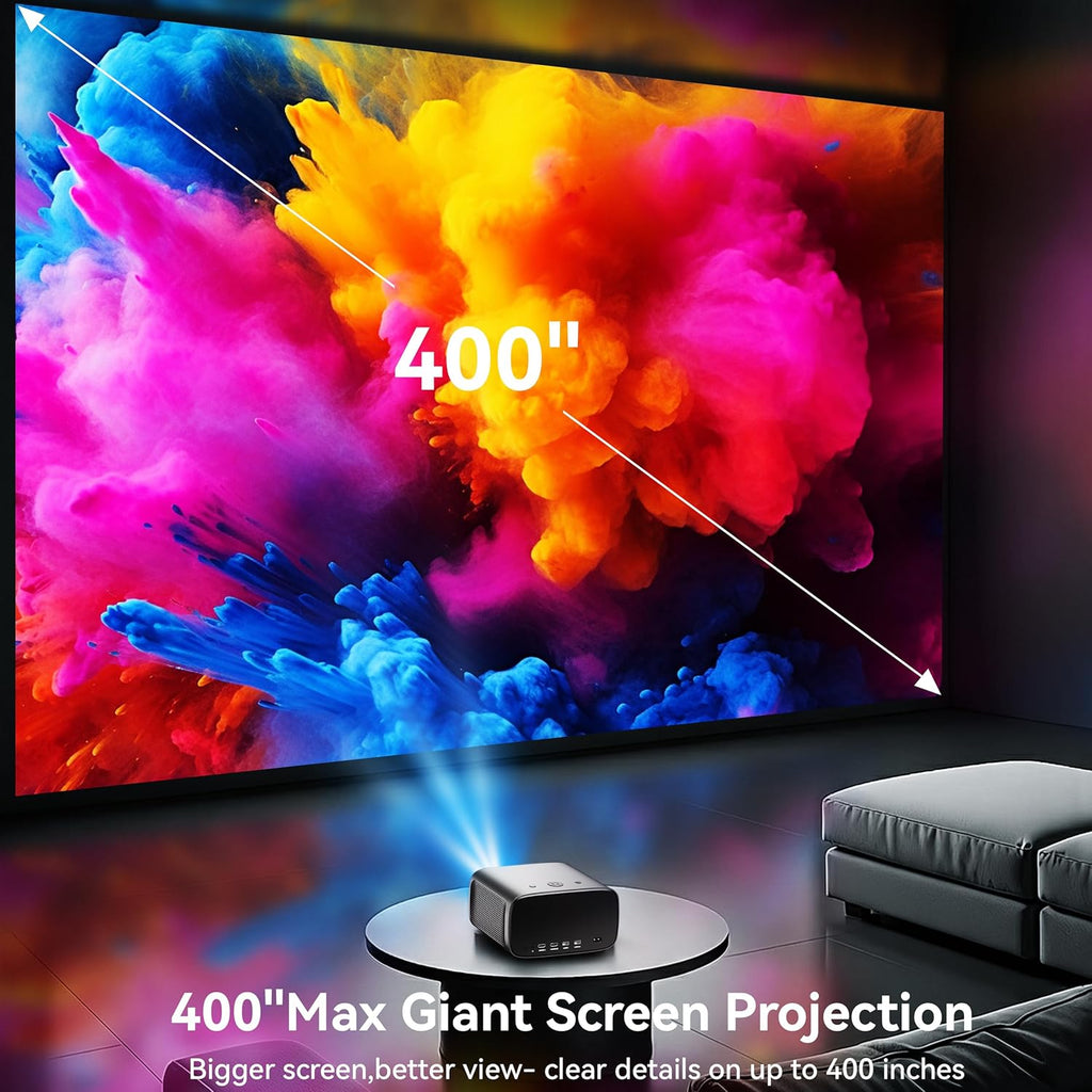 【2000 ANSI/4K Supported/30W Dolby/Official Apps】OS 2.0 Smart Projector with WiFi and Bluetooth, Portable Home Theater Movie Projector, AI Auto Focus & Keystone, 400'' Display Indoor/Outdoor Proyector