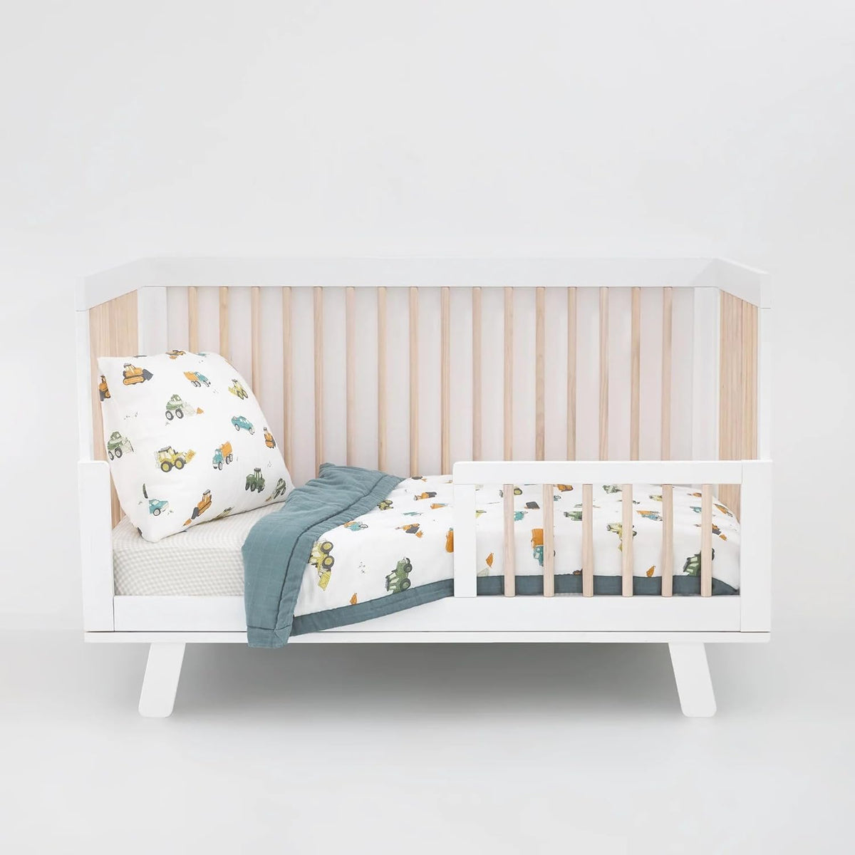 Little Unicorn Toddler Bedding 3-Piece Set | Includes Comforter, Crib Sheet & Pillowcase | Soft & Breathable Muslin Fabric | for Convertible Cribs & Toddler Beds (Work Trucks)