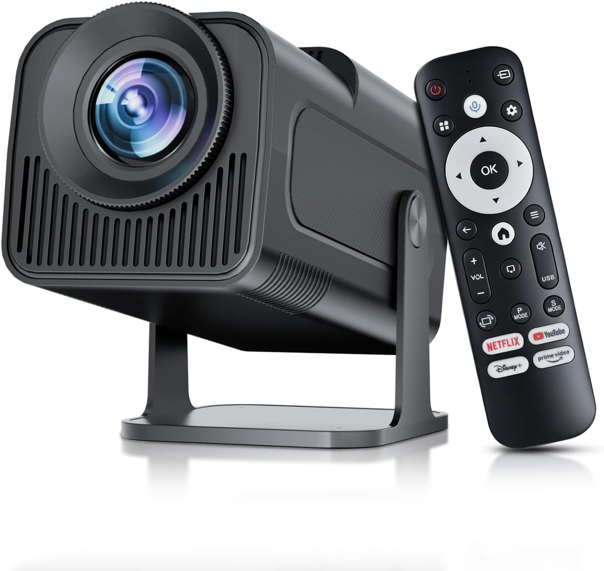 Smart Projector with Wifi and Bluetooth 5.4 - Portable Mini Movie Projectors for Outdoor/Bedroom, 1080P Native Proyector 4K Compatible with Netflix, YouTube, PrimeVideo, Auto Keystone & Built-in Apps