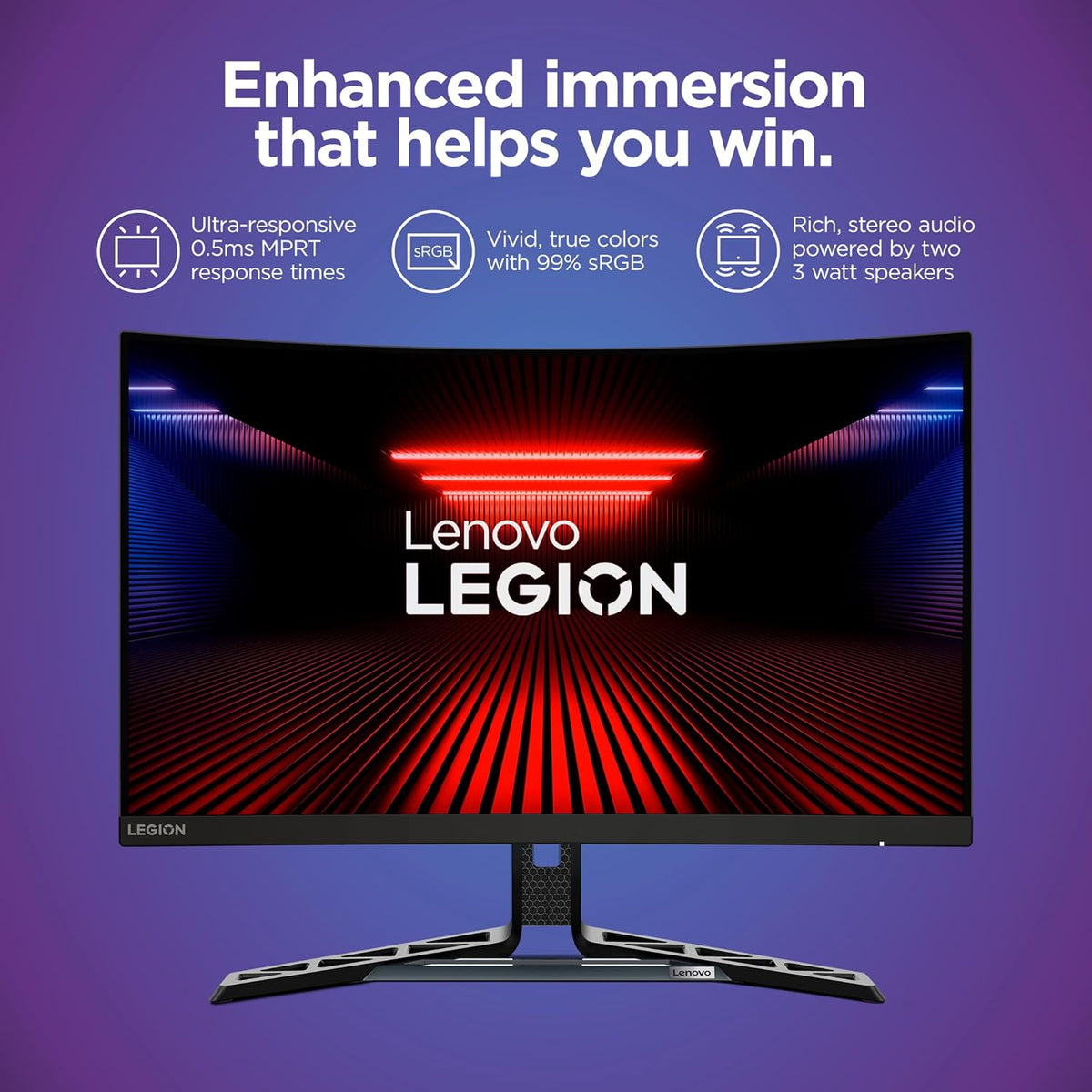 Lenovo Legion R27fc-30 Gaming Monitor, 27" FHD Curved, 280Hz, 0.5ms MPRT, AMD FreeSync, VESA Adaptive Sync, Lift/Tilt/Pivot/Swivel Stand, HDMI 2.1 and DisplayPort 1.4, 350 nits, Raven Black