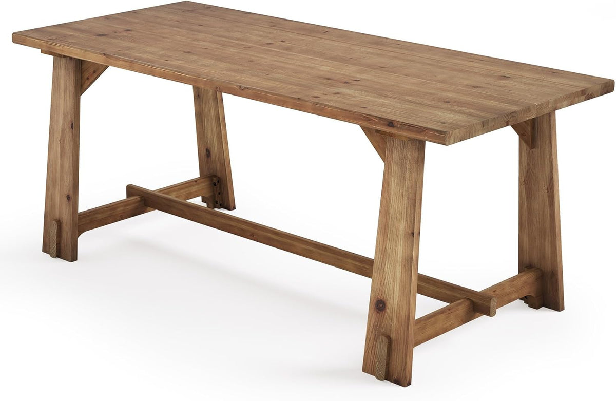 LITTLE TREE Solid Wood Dining Table for 6, 63-Inch Rustic Dining Room Tables, Wood Rectangular Kitchen Dinner Table for 4, Farmhouse Brown