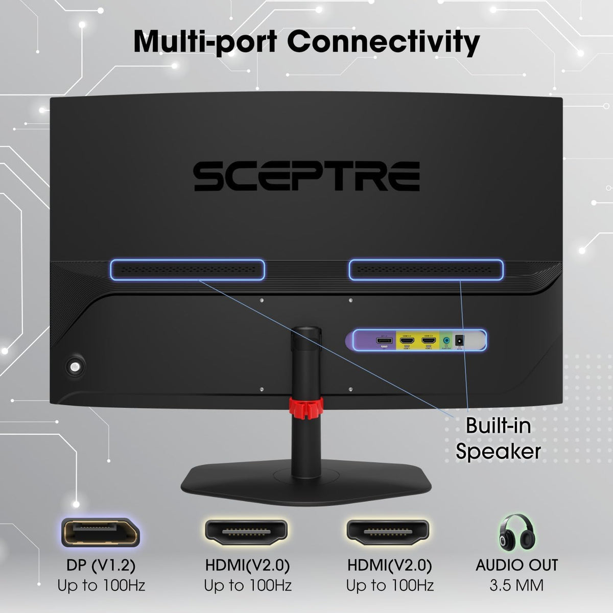 New! Sceptre Curved 27-inch Gaming Monitor 1500R 100Hz HDMI X2 DisplayPort 1ms 100% sRGB, Build-in Speakers Machine Black 2026 (C275W-FW100T)