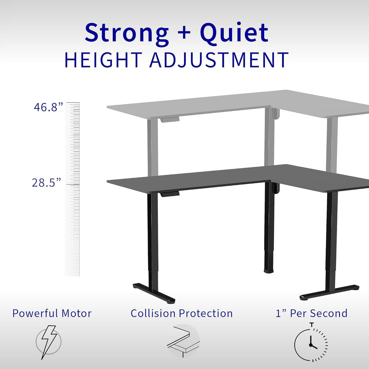 VIVO Corner Standing Desk, 63 x 55 inch Reversible L-Shaped Workstation, Electric Height Adjustment, Home, Office, and Reception Rooms, Black Table Top Black Frame, DESK-E3CTB