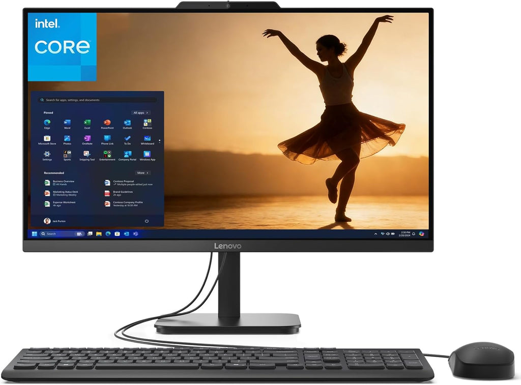 Lenovo 24 All-in-One Desktop Computer, 16GB DDR4 RAM, 512GB PCIe SSD, Lifetime Office 365 for Web, Intel Processor, 23.8" FHD IPS Anti-Glare AIO, USB Keyboard & Mouse, Wi-Fi 6, Win 11, Charcoal