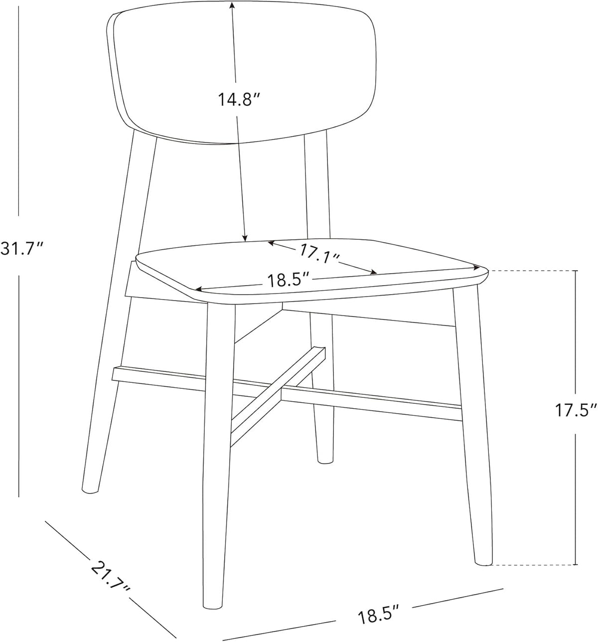 CHITA Wooden Dining Chairs Set of 4, Mid Century Modern Dining Room Chair, Natural Solid Wood Frame Kitchen Chairs, for Dining Room, Kitchen, Living Room (Solid Wood Seat, Oak)
